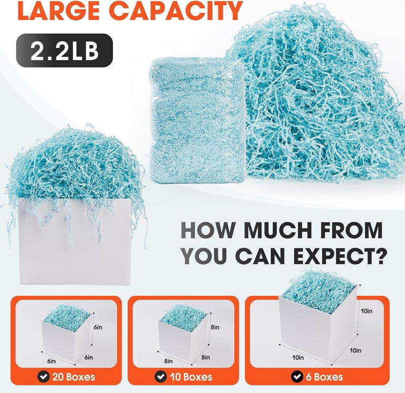 AODESTINY 2.2LBS Crinkle Cut Paper Shred Filler, Shredded Paper for Gift Bag Box Basket, Packing Grass Cushion Crinkle Shred Filler for Christmas Wedding Birthday Bridesmaid Engagement-Blue - Image 2